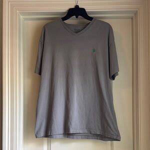 Polo by Ralph Lauren Gray V-Neck Tee with Green Logo